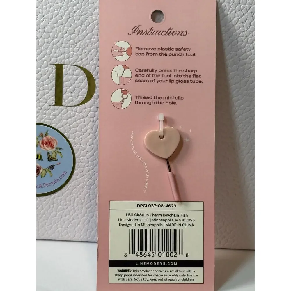 Line Modern Lip Charms Keychain Accessory with TWO MCoBeauty Mini Lippies - NEW